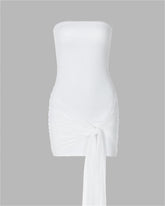 Ribbon Woven Strapless Tube Dress
